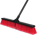 24" Push Broom with 63" Long Handle, Heavy Duty Broom for Floor Sweeping, Stiff Bristles Push Broom Brush for Workshop, Garage, Concrete, Patio and Deck