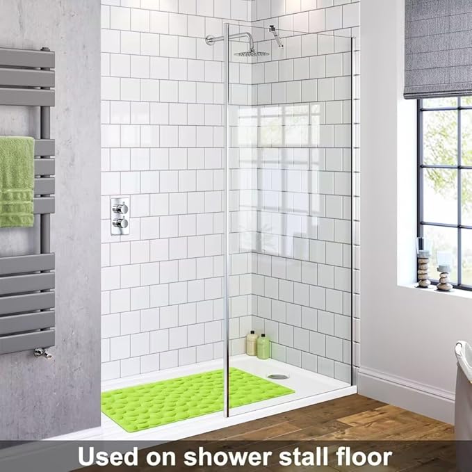Non-Slip Bathtub Mat OTHWAY Soft Rubber Bathroom Bathmat with Strong Suction Cups (Green, 16x31.5 inch)
