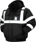 sesafety Reflective Jacket for Men, High Visibility Jackets, Safety Jackets for Men, Hi Vis Construction Bomber Jackets Waterproof with Pockets and Zipper, Black Bottom, Class 3