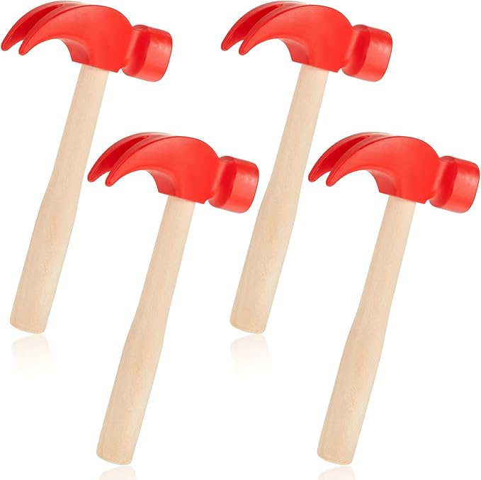 Deekin Toy Hammer Simulation Small Wooden Plastic Maintenance Tools Hammers Educational Toys Party Gift for Teens Girls Boys School Birthday Games Party Supplies(4 Pcs,1 Style Toy Hammer)