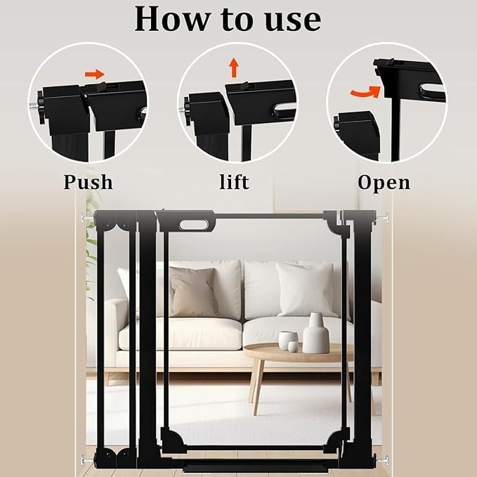WAOWAO Clear Baby Gate for Stairs Modern Design Acrylic Auto Close Pet Gate, 57.87-66.14" Wide Safety Baby Gate for Doorways,Black Clear Dog Gates Indoor, Hallways,Kitchen