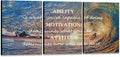 Unbruvo Motivational Wall Art for Office, 3 Pieces Canvas Painting with Inspirational Quotes, Ability Motivation Attitude Prints for Living Room Bedroom Study Room Decor(72" Wx36 H)