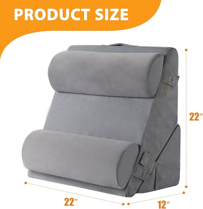 4PCS Wedge Pillow Set for After Surgery, Adjustable 9&12 Inch Bed Wedge Pillow for Sleeping, Incline Pillow Wedge for Headboard, Post Surgery, Acid Reflux, Neck&Back Support, Velvet