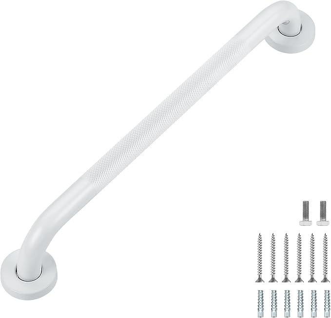 Grab Bars for Shower, 1 Pack 18-Inch Anti Slip Shower Handles for Elderly, Safety Shower Grab Bar, Stainless Steel Handicap Grab Bars for Bathroom (White 1" Diameter)