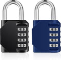 ZHEGE 2 Pack Combination Lock for Locker, 4 Digit Combination Padlock for School, Gym, Employee Locker, Outdoor, Fence (Black & Blue)