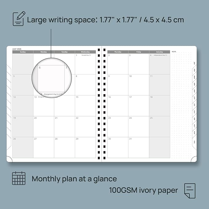 POPRUN 2026 Planner (Large - 8.5" x 10.5") with Hourly Schedule, Vertical Layout - 2026 Weekly Calendar (Jan. 2026 - Dec.2026) for Time Management, Monthly Tabs, Spiral Bound, Soft Cover - Purple