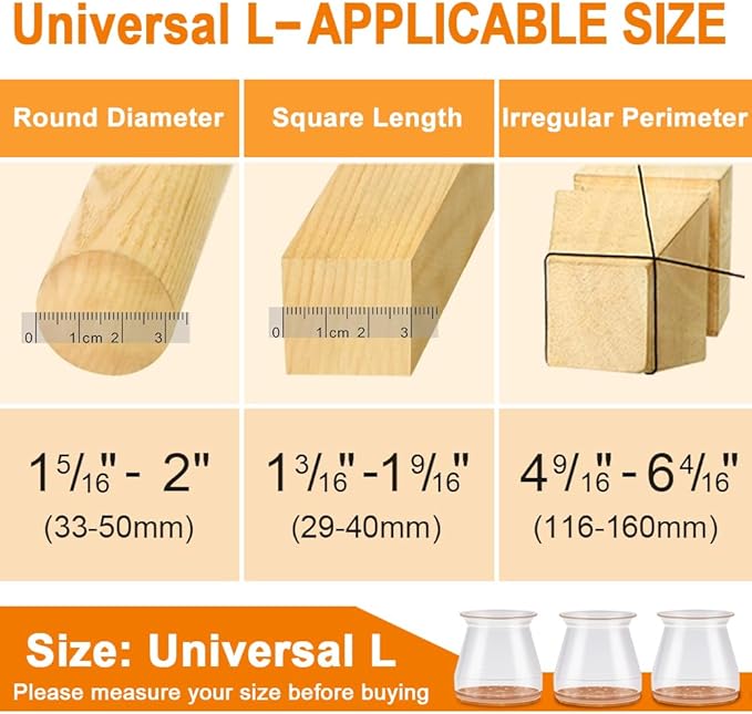 32 Pcs VIUME Chair Leg Floor Protectors for Hardwood Floors Silicone Covers to Protect Wood Tile Floors Scratches Felt Pads Furniture Leg Caps Reduce Noise (Fit:1.3"-2")
