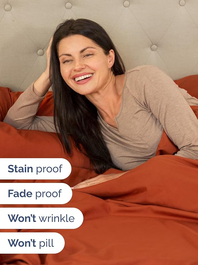 Extra Deep Cal King Sheet Set - 6 Piece Breathable and Cooling Sheets - Hotel Luxury Bed Sheets Set - Easy Fit - Soft, Wrinkle Free and Comfy Sheets Set - Terracotta Sheet Set with Extra Deep Pockets
