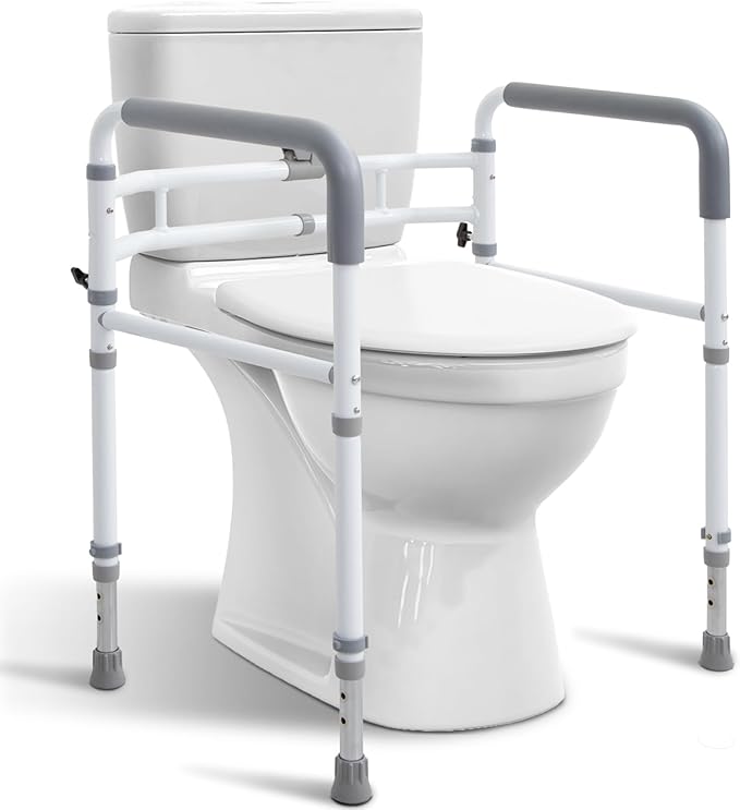 Toilet Rails - Toilet Safety Rail for Elderly Adults - Adjustable Bathroom Toilet Handles - Toilet Safety Frame & Rails - Toilet Grab Bars for Senior, Handicap & Disabled,Fits Most Toilets