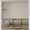 WAOWAO Triple Lock Baby Gate Extra Wide 81.49-86.22" Pressure Mounted Walk Through Swing Auto Close Safety Black Metal Dog Pet Puppy for Stairs,Doorways