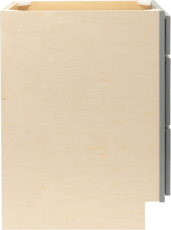 Quicklock RTA (Ready-to-Assemble) | Base Kitchen Cabinets - Shaker Style | Made in America (Magnetic Gray, 18" W x 34.5" H x 24" D 3 Drawer Pots and Pans)
