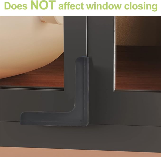 Window Corner Guards, 8Pcs L-Shaped Window Corners Protectors Self Adhesive Silicone Bumper Anti-Collision Table Corner Protectors for Protecting Window Furniture Edge (Black)