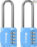 2 Pack disecu 2.6 Inch Long Shackle Combination Lock, 4 Digit Outdoor Waterproof Padlock for School Locker, Gym Locker, Storage Unit, Gate, Fence, Toolbox, Cabinet (Azury)