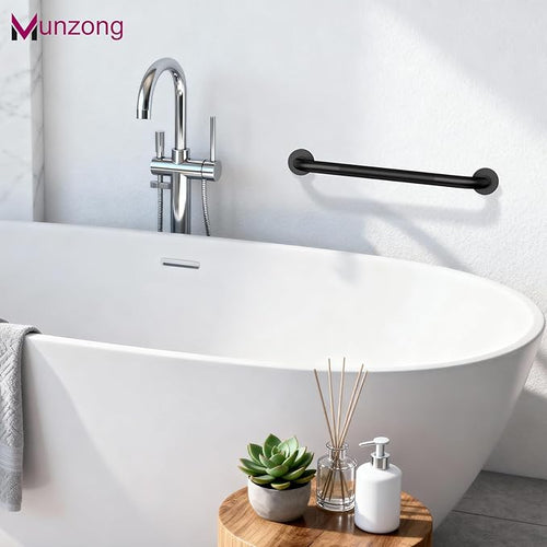 12 Inch Anti Slip Shower Grab Bar, Munzong Oil Rubbed Black Bathroom Grab Bar for Bathtubs and Showers, Knurled Handicap Balance Bar,Safety Hand Rail Support Elderly Senior Assist Bath Handle