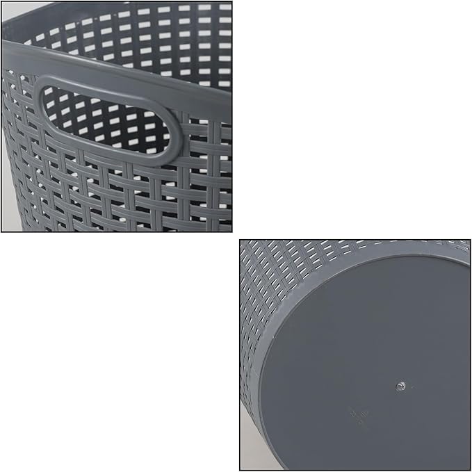 6 Packs 30 L Easy Carry Laundry Hamper, Plastic Ventilated Laundry Basket Clothes Bin, Grey
