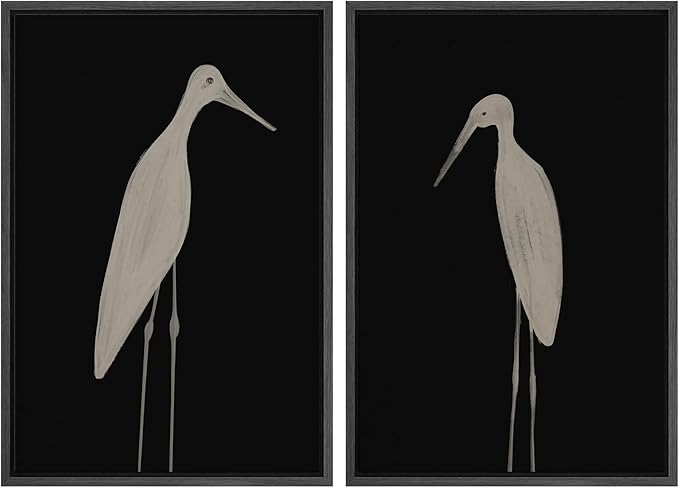 MUDECOR Framed Canvas Print Wall Art Minimalist Crane Silhouettes Illustrations Modern Art Decorative Bohemian Colorful for Living Room, Bedroom, Office - 16"x24"x2 Black