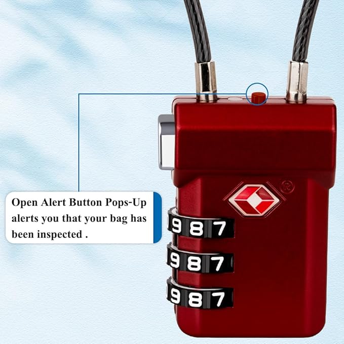 SURE LOCK TSA Approved 3-Digit Combination Luggage Locks – Open Alert Indicator, Re-settable Code with Zinc Alloy Body, Easy-Read Dials for Suitcase, Backpack, Gym Locker & Toolbox (Multiple Colors)