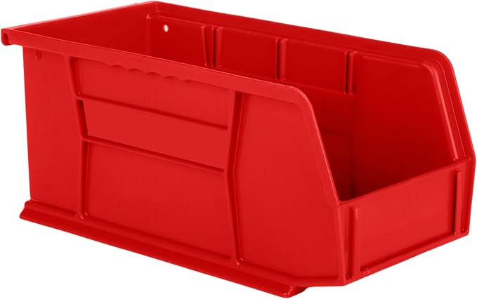 Hudson Exchange 11" x 5-1/2" x 5" Plastic Stackable Storage Bin and Hanging Container (Red, 1 Pack)