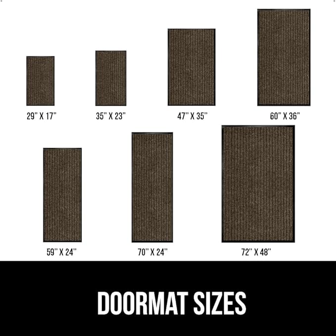 GORILLA GRIP Waterproof Traffic Guard Door Mat, 59x24, Heavy Duty Entryway Mats, Strong Rubber Back Commercial Utility Rugs for Office Hallway, Garage Floor and Home, Low Profile Carpet Runner, Brown