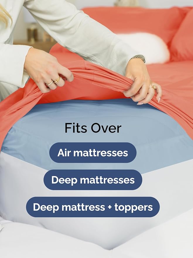 Extra Deep King Sheet Set - 6 Piece Breathable and Cooling Sheets - Hotel Luxury Bed Sheets Set - Easy & Secure Fit - Soft, Wrinkle Free and Comfy Sheets Set - Coral Sheet Set with Extra Deep Pockets