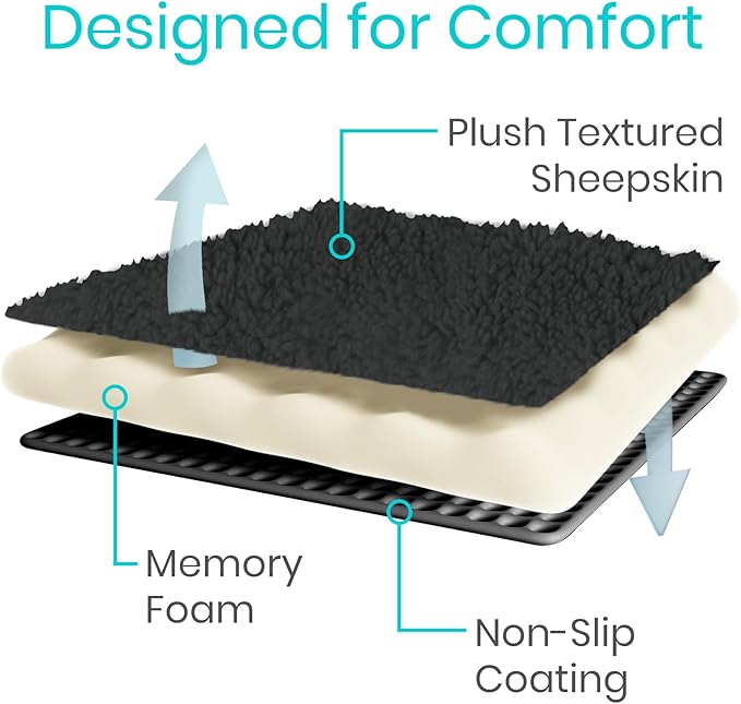 Vive Wheelchair Armrest Covers (Pair) - Memory Foam Sheepskin Accessories Pads for Transport Electric Wheel Chair Arm Rests - for Adults, Seniors, Handicapped - Soft Support Cushion for Mobility Aids