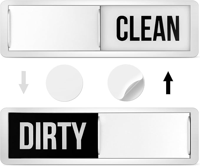 Dishwasher Magnet Clean Dirty Sign, Premium Stainless Steel Clean Dirty Magnet for Dishwasher, Large Text Easy to Read Non-Scratch Kitchen Decor for Dishwasher, Home Accessories