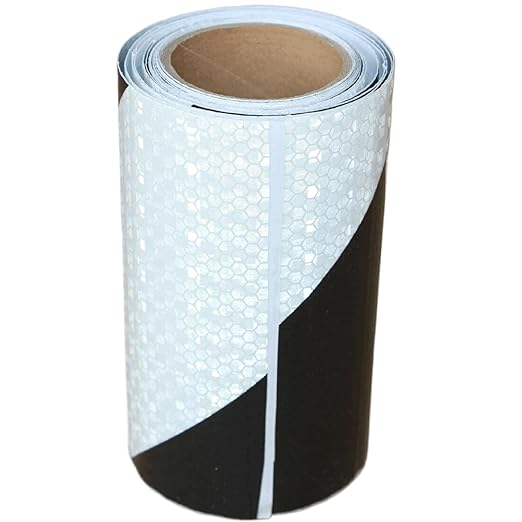 Black White Reflective Tape 6 inch X 10 feet, Outdoor Waterproof Hazard Conspicuity Warning Industrial Marking Tape