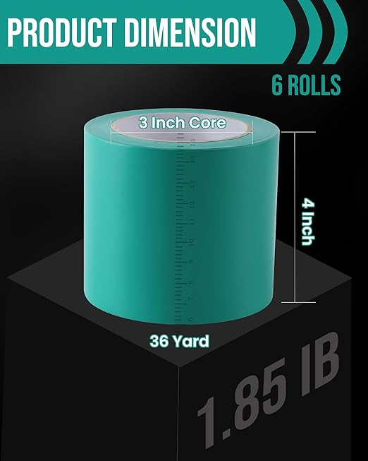 Lichamp 6 Rolls Vinyl Tape, Premium Safety Marking and Traffic Floor Marking Tape, Bundling, Social Distancing, 4 Inch x 36 Yards per Roll, 216 Total Yards, Green
