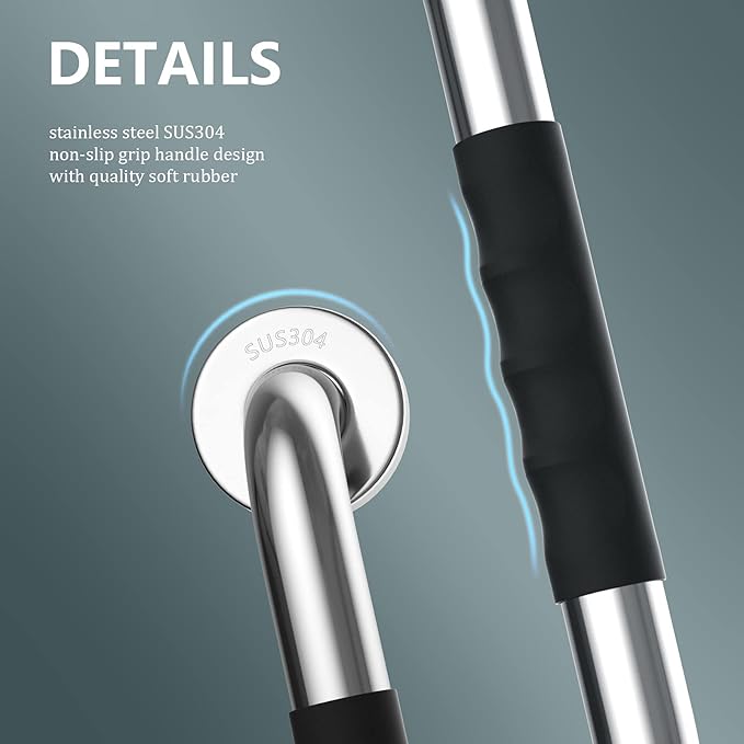 2 Pack 16 Inch Shower Grab Bar w/Anti Slip Rubber Grip,ZUEXT SUS304 Stainless Steel Bath Grab Bar,Bathroom Balance Bar,Wall Mount Safety Handrail Support,Handicap Injury Elderly Senior Assist Handle