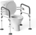Toilet Safety Rails,Height-Adjustable Toilet Frame Width-Adjustable Toilet Handles Foldable Toilet Rail Provides Support for Seniors ， Pregnant ，Disabled （Gray）