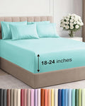 Extra Deep Cal King Sheet Set - 6 Piece Breathable and Cooling Sheets - Hotel Luxury Bed Sheets Set - Easy Fit - Soft, Wrinkle Free and Comfy Sheets Set - Spa Blue Sheet Set with Extra Deep Pockets