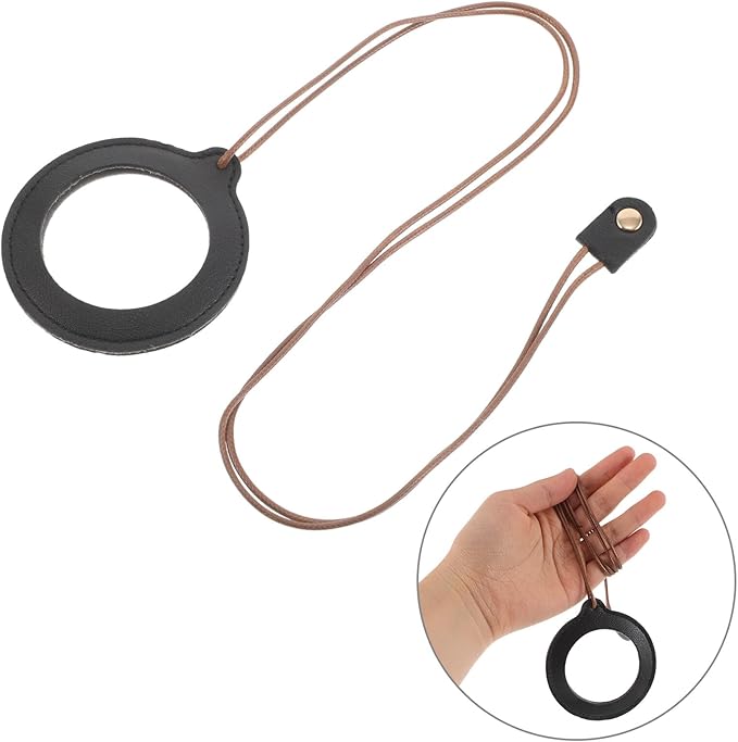 Vintage 5X Magnifier Pendant Necklace with Black Protective Case, Portable Neck Hanging Reading Aid for Elderly, Handheld Book Magnifier for Low Vision and Daily Use