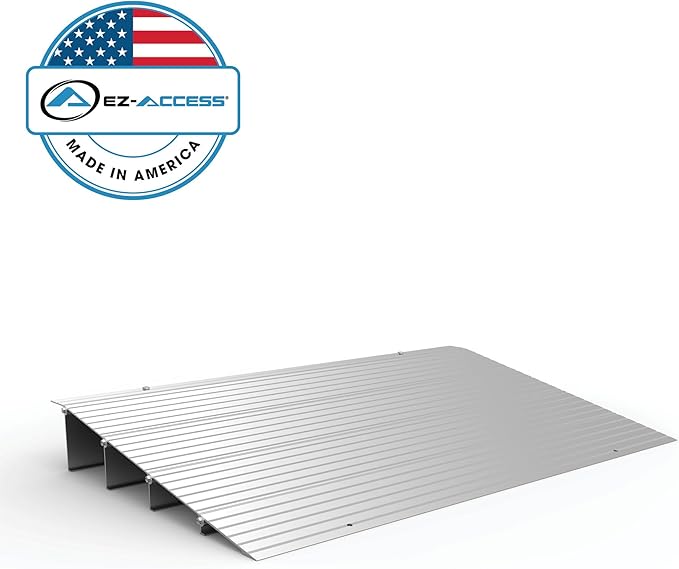 EZ-ACCESS - Threshold Ramps for Doorways - Portable Wheelchair Ramp for Home Steps, Aluminum Door Threshold Sliding Doors, Walker & Wheelchair Access - Adjustable Modular Transitions, 4" Rise
