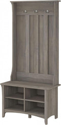 Bush Home Salinas Hall Tree with Shoe Storage Bench in Driftwood Gray, Multi-Purpose Home Organizer, Entryway Solution with Seating and Hooks