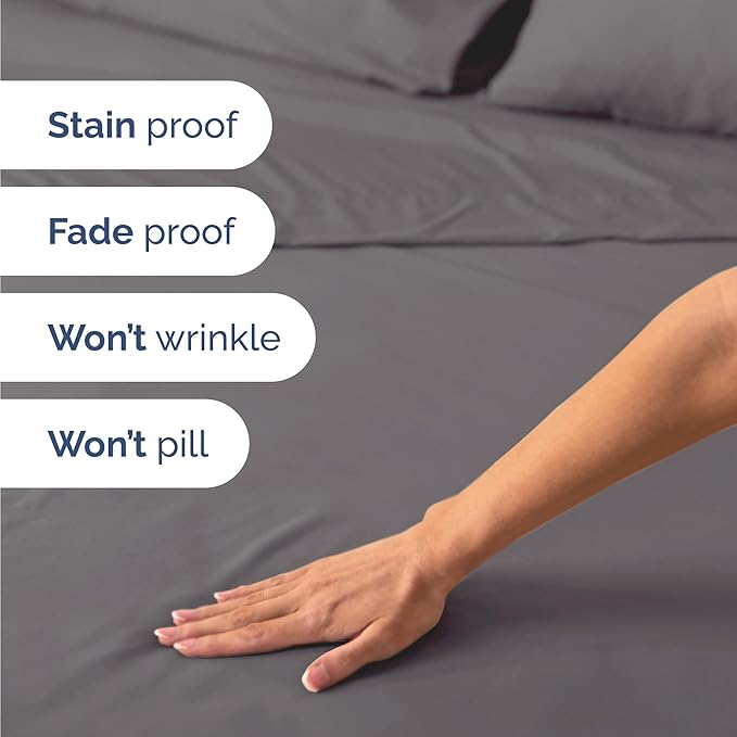 Twin 4 Piece Sheet Set - Cooling and Breathable Bed Sheets - Hotel Luxury Bed Sheets for Women, Men, Kids & Teens - Bedding with Deep Pockets & Easy Fit - Soft and Wrinkle Free - Twin Dark Grey Sheets