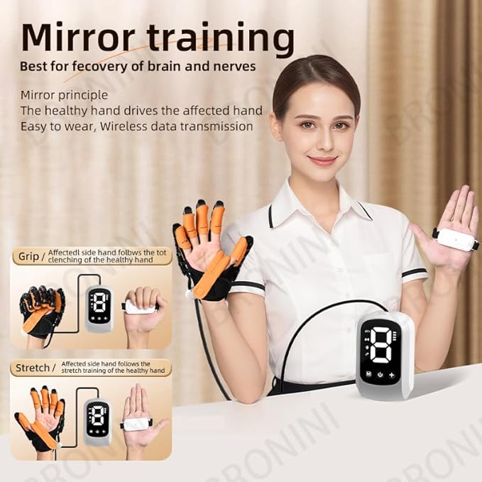 Hand Rehabilitation Robot Gloves, 4rd Generation Portable USB Chargeable Hand Stroke Recovery Equipment, 4 Modes & 9 Strength Levels Robot Hand Glove for Hemiplegia Hand Therapy