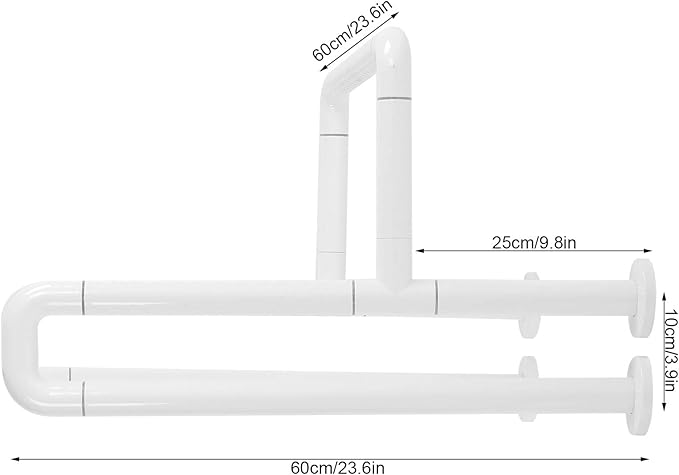 Respicefinem White Toilet Grab Bar Stainless Steel Bathroom Safety Hand Rail for Elderly with Fluorescent Ring Non Slip Surface Easy to Clean High Strength Suppo
