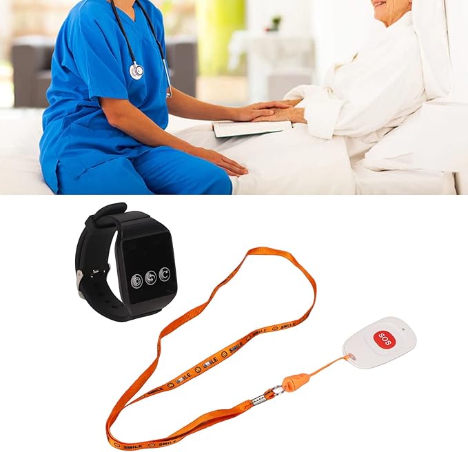 Portable Caregiver Pager System, Wireless SOS Alert Buttons with 100m Range & Multiple Alarm Modes for Elderly Patient Home Care