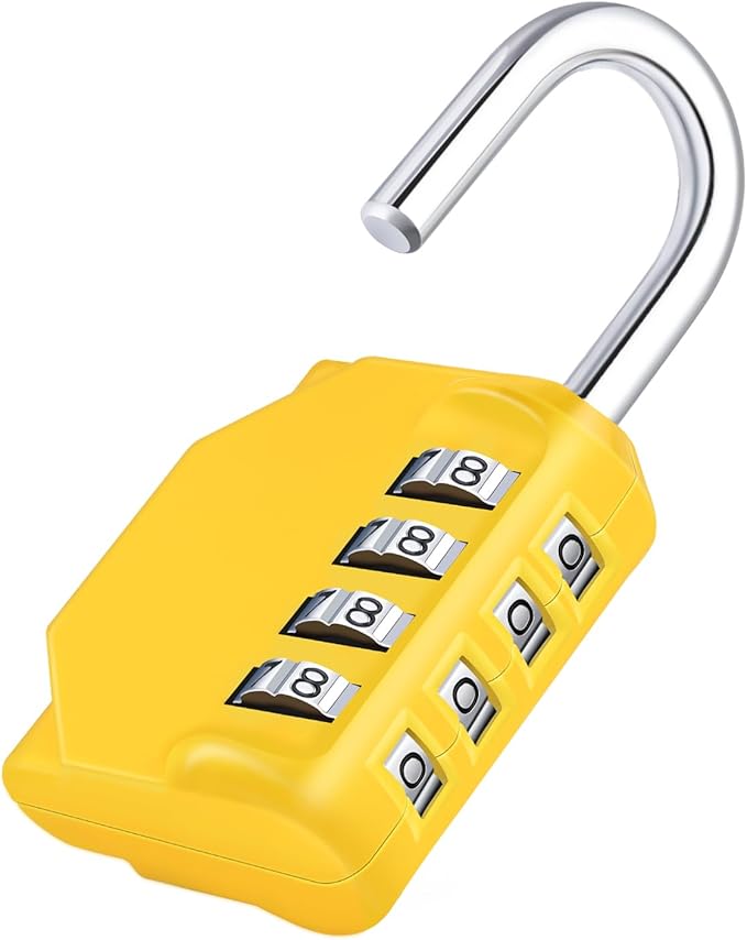 ZHEGE Combination Lock, 4 Digit Combination Padlock Outdoor, School Lock, Gym Locks (Yellow)