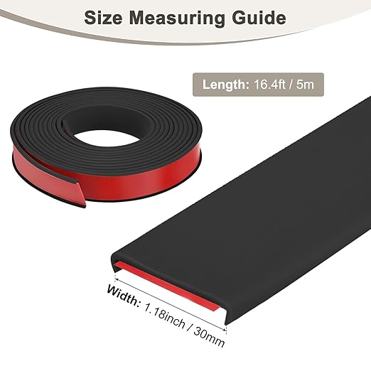 U-Shape Edge Banding, 1.18 Inch x 16.4 FT Self Adhesive Rubber Edge Trim Flexible TPE Corner Protector for Desk/Shelves/Furniture/Countertop/Table/Cabinet/Plywood [Black]