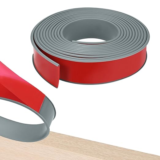 U-Shape Edge Banding, 1.57 Inch x 16.4 FT Self Adhesive Rubber Edge Trim Flexible TPE Corner Protector for Desk/Shelves/Furniture/Countertop/Table/Cabinet/Plywood [Gray]