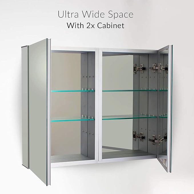 Fine Fixtures Bathroom Medicine Cabinet, Aluminum, Recessed/Surface Mount, Right/Left Hinged, Mirrored Interior (15 X 24)