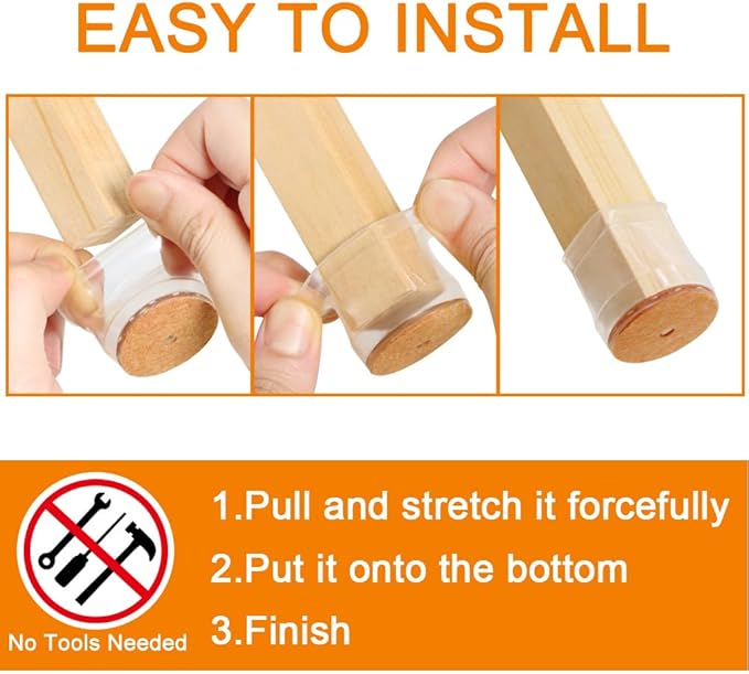 32 Pcs Chair Leg Floor Protectors for Hardwood Floors Silicone Covers to Protect Wood Tile Floors Scratches Felt Pads Furniture Leg Caps Reduce Noise (Fit:0.9"-1.29")