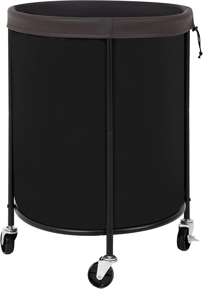 StorageWorks 52.8-Gallon(200L) Rolling Laundry Hamper, Heavy-Duty Round Laundry Basket with Wheels and Removable Bag, Hamper for Laundry Room Organization and Storage, Bathroom, Bedroom, Black