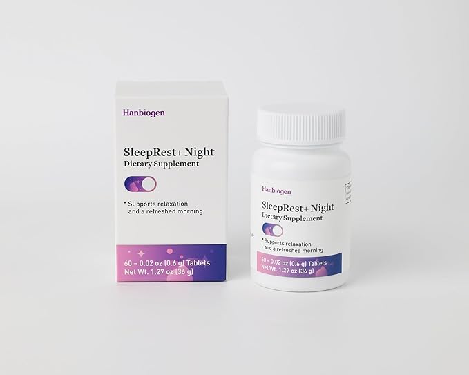 SleepRest+ Night - Adult Sleep Supplement with Hop Extract, Silk Peptide, Perilla Leaf Extract, L-Theanine & GABA - Fast-Acting, Non-Habit-Forming Formula (60 Tablets)