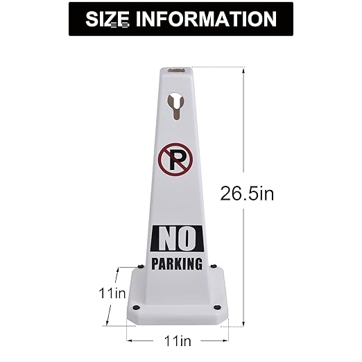 OrangeStar No Parking Cones 4-Pack, 26.5" Large 4-Sided Traffic Cones with Heavy Rubber Base for Parking Lot Control, Safety, Driveway | Indoor Outdoor Use