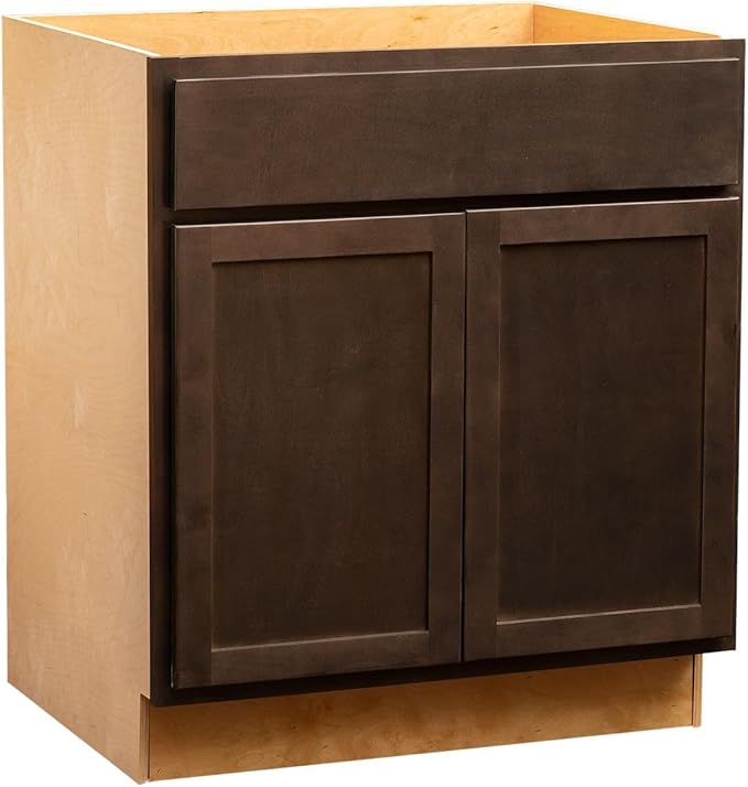 Quicklock RTA (Ready-to-Assemble) | Base Kitchen Cabinets - Shaker Style | Made in America (Espresso Stain, 27" Wx34.5 Hx24 D Base)