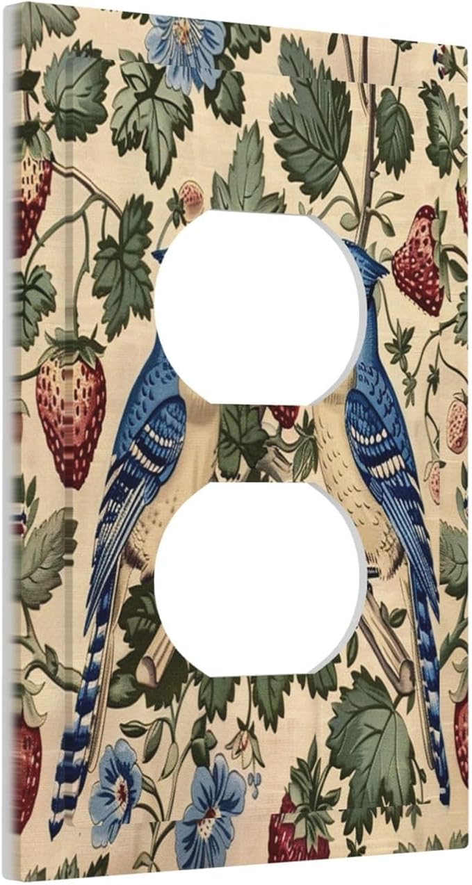 Outlet Covers Vintage Floral Bird Strawberry Thief William Morris 1 Gang Duplex Wall Plate Decorative Switch Plates Electrical Receptacle Faceplate Light Switch Cover for Bedroom Home Decor