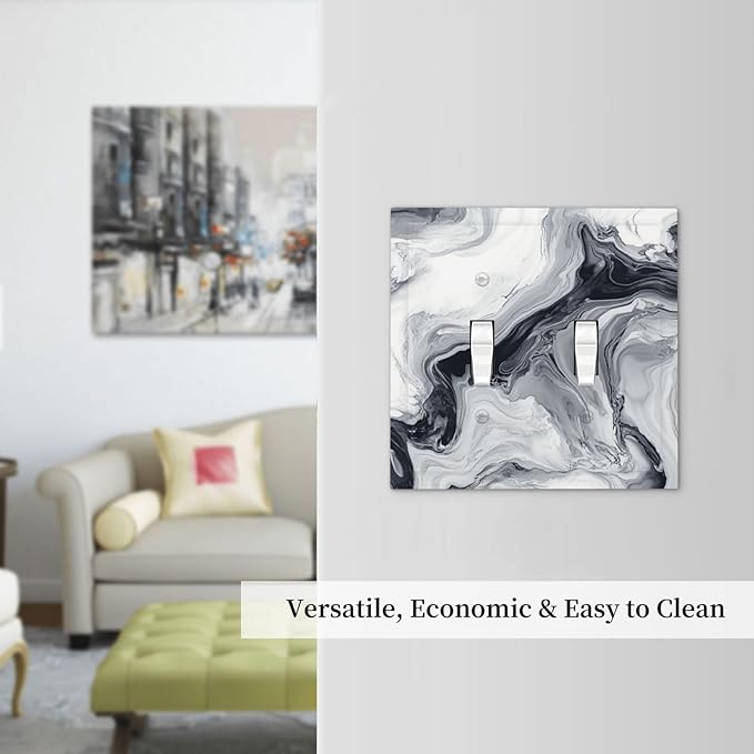 Abstract Marble Ink Texture Grey Marble Print Decorative Switch Plates 2 Gang Double Toggle Outlet Light Switch Cover Wall Plate Electrical Faceplate for Bathroom Kitchen Decor