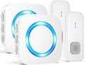 SURFOU Wireless Doorbell,Waterproof Doorbell 2 Push Buttons 2 Plug in Receivers at 1300ft Long Range Door Bell with 55 Chimes 5 Volume Levels Mute Mode LED Flash Wireless Door Bells for Home Classroom